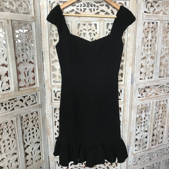 NWT Rebecca Taylor Black Cap Sleeve Texture Dress 4 - Picture 6 of 16